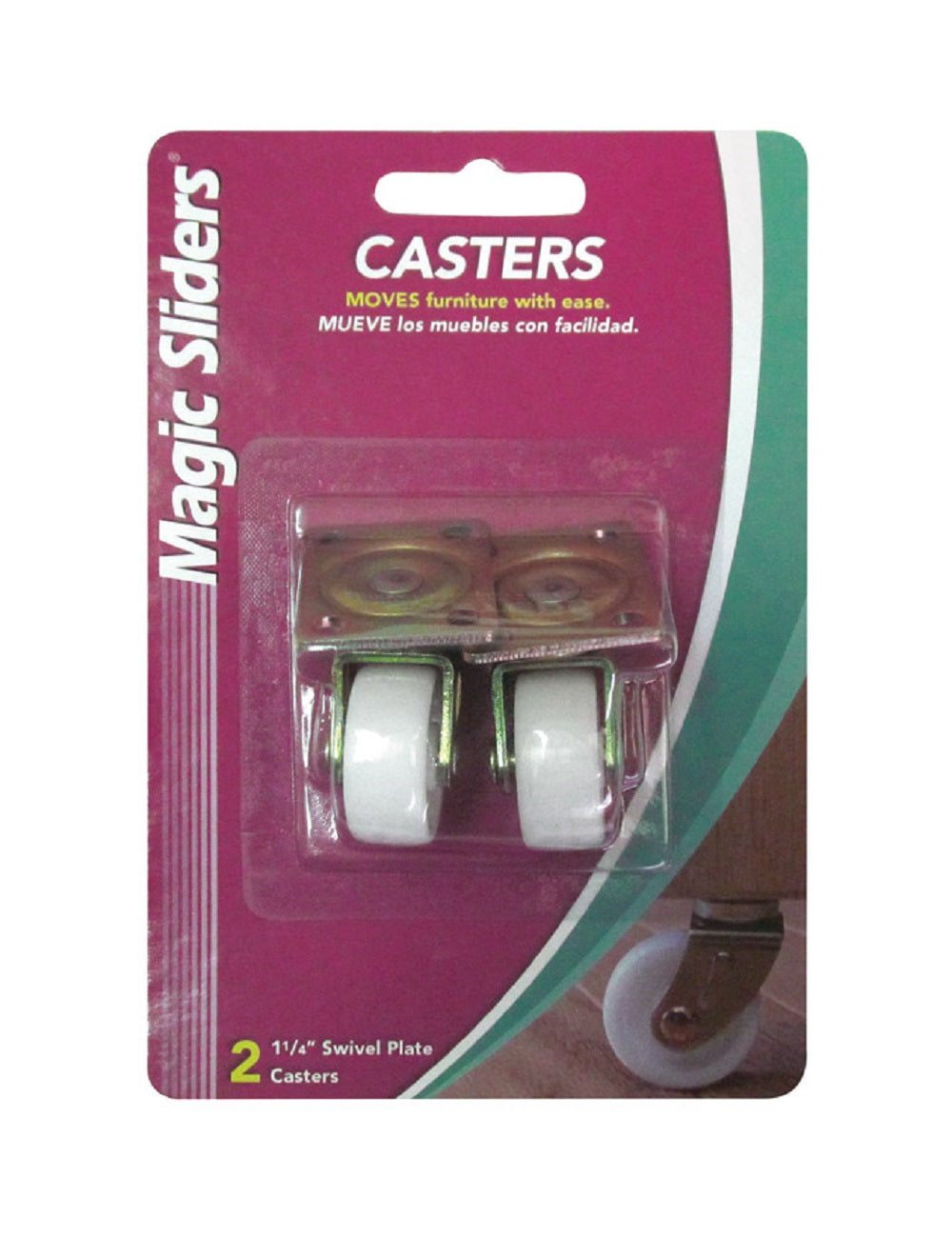 Magic Sliders 30112 Caster Wheel w/Plate, 1-1/4"