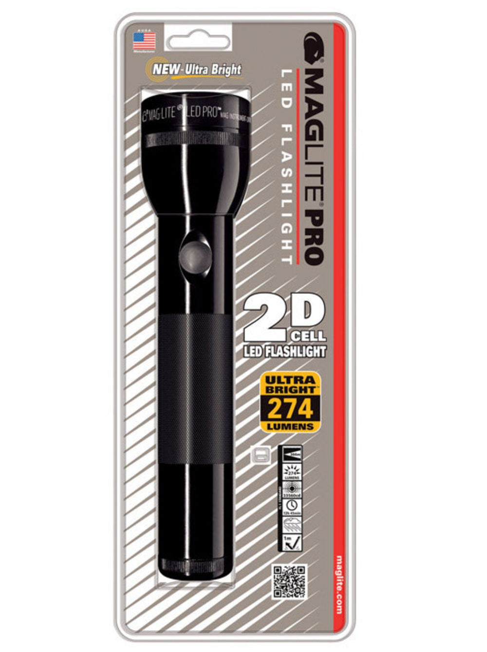 Maglite ST2P016 Pro LED Flashlight, 274 Lumens, Black