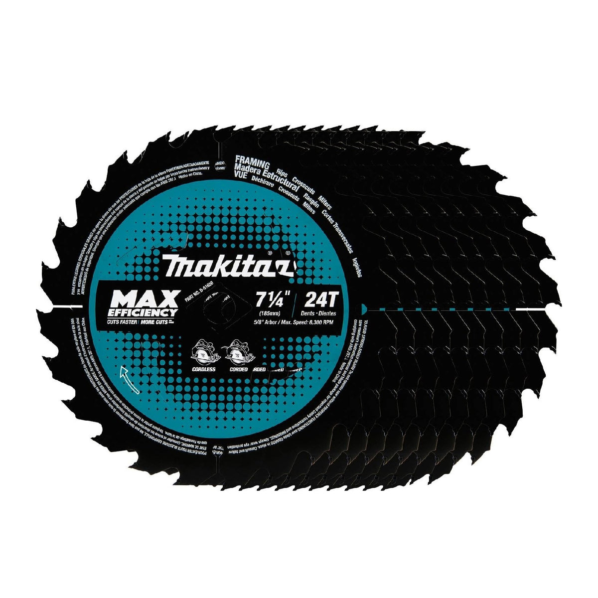 Makita B-61656-10 Max Efficiency Circular Saw Blade, 7-1/4"