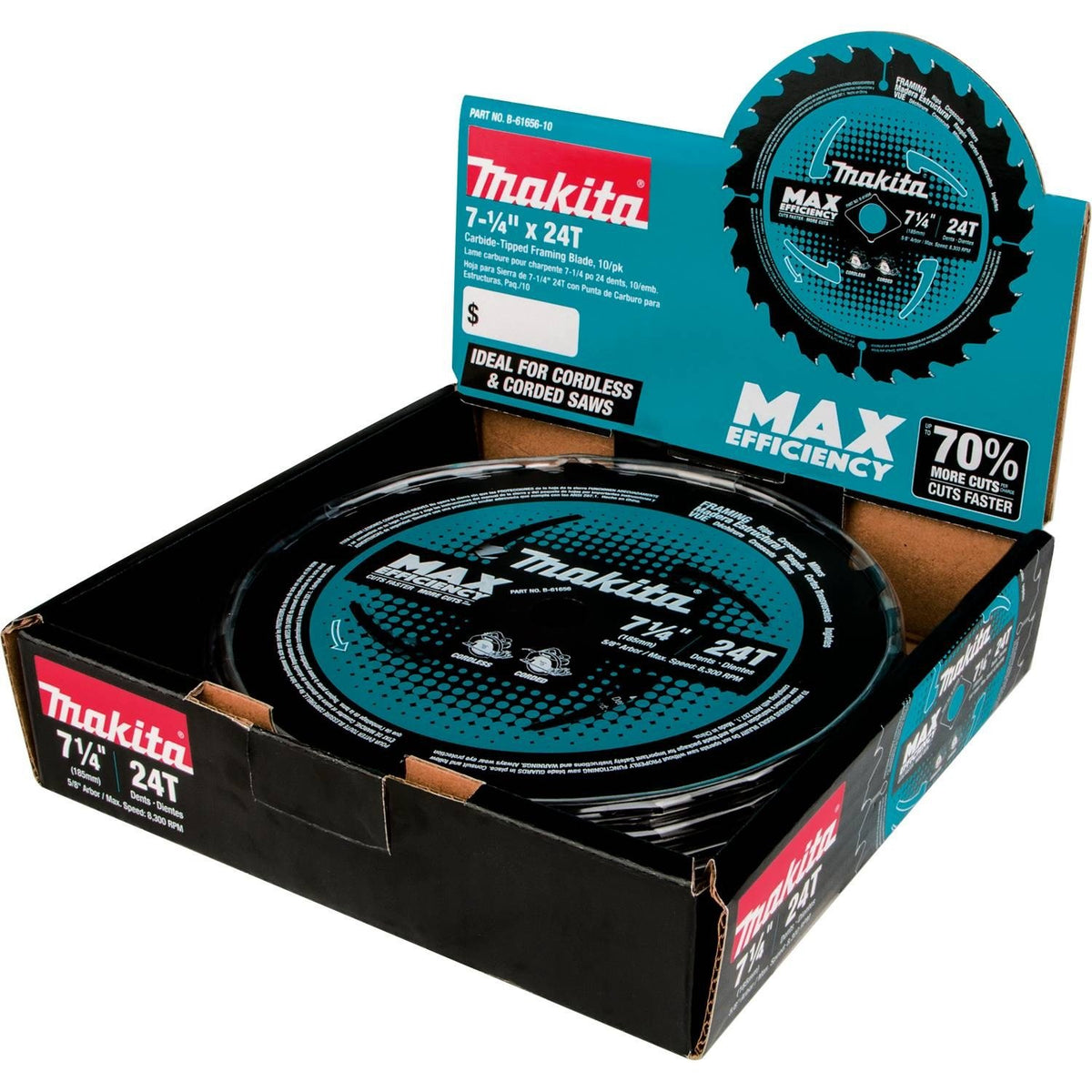 Makita B-61656-10 Max Efficiency Circular Saw Blade, 7-1/4"