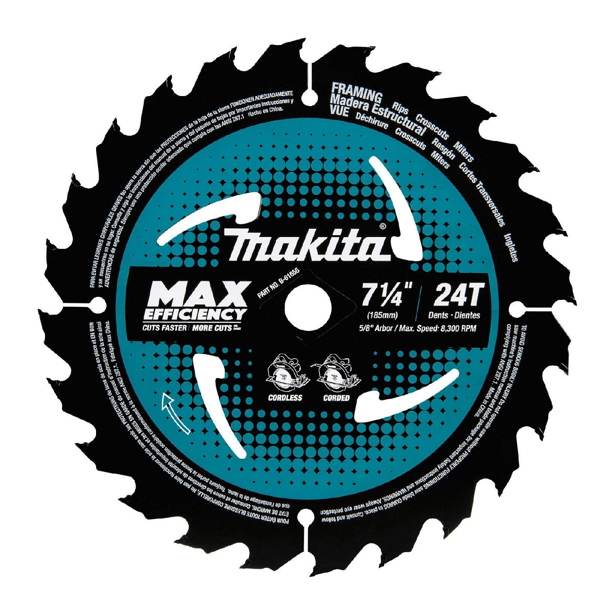 Makita B-61656 Max Efficiency Circular Saw Blade, 7-1/4"