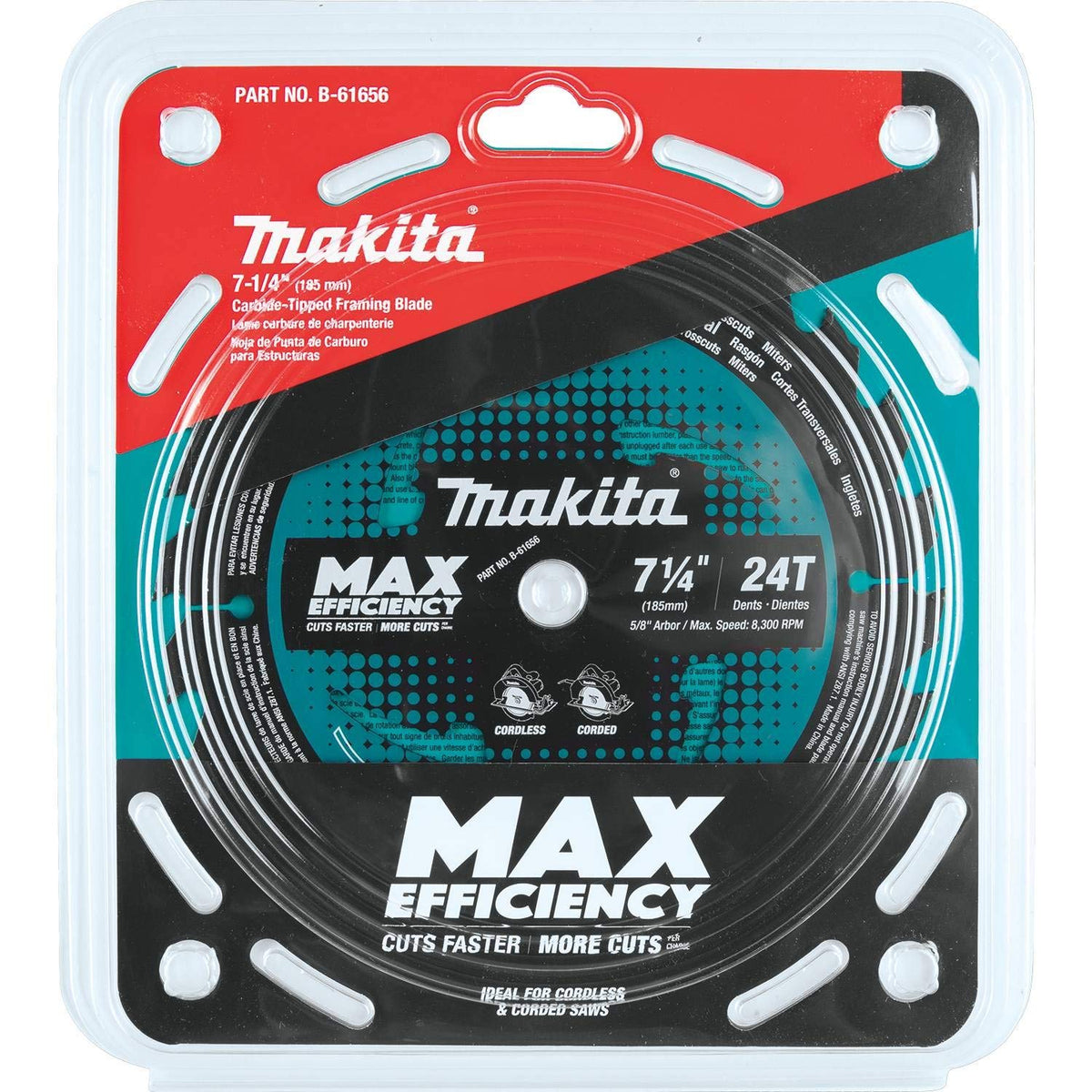 Makita B-61656 Max Efficiency Circular Saw Blade, 7-1/4"