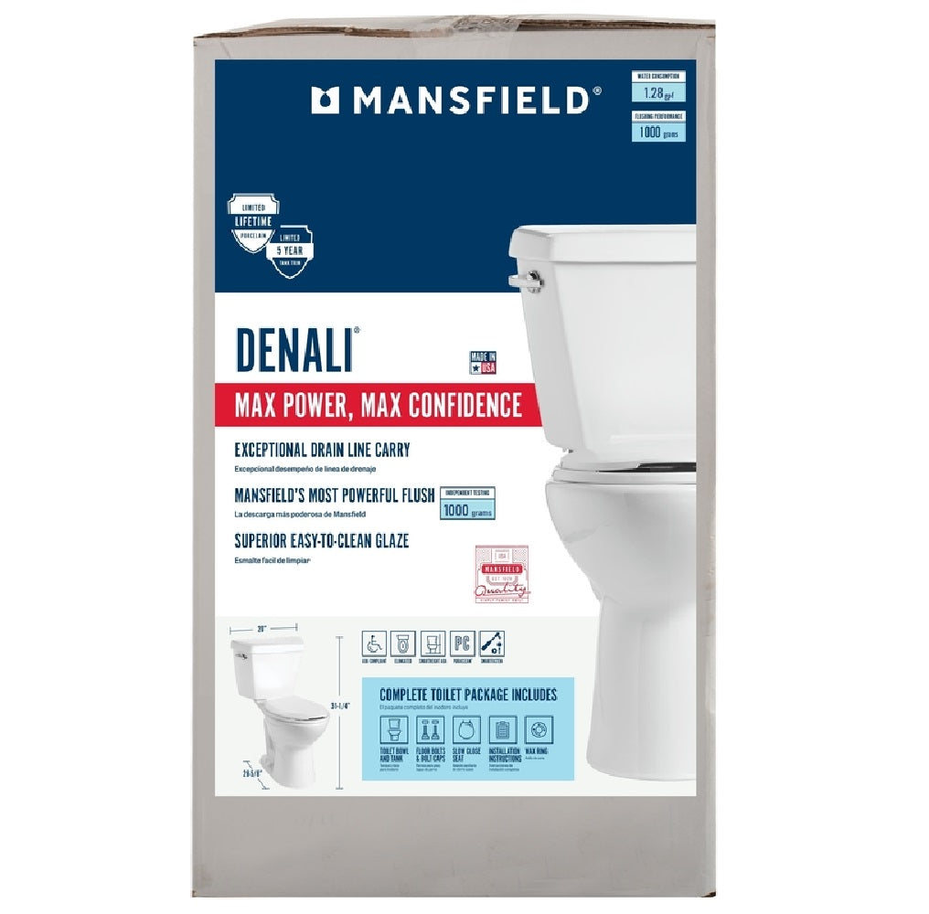 Mansfield 2916CTK Denali Elongated Complete Toilet, White, 1.28 Gallon