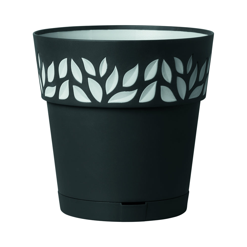 Marshall Pottery 9DW3ZSZ023 Deroma Resin Leaf Planter, Black