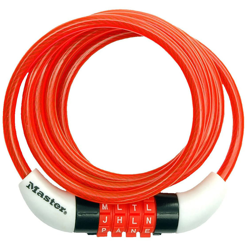 Master Lock 8152DASTWD 4-Dial Combination Locking Cable, Assorted Colors