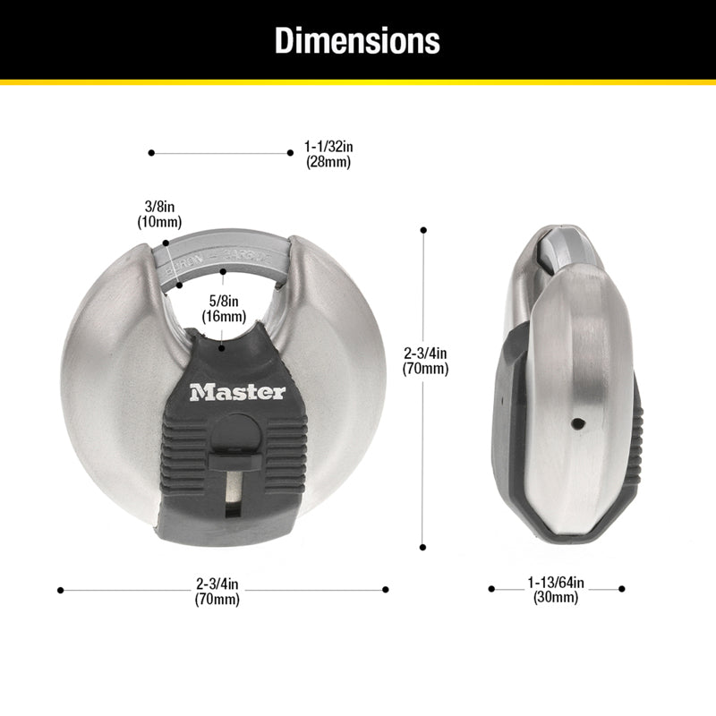 Master Lock M40XKAD Magnum Disk Padlock, Black/Gray