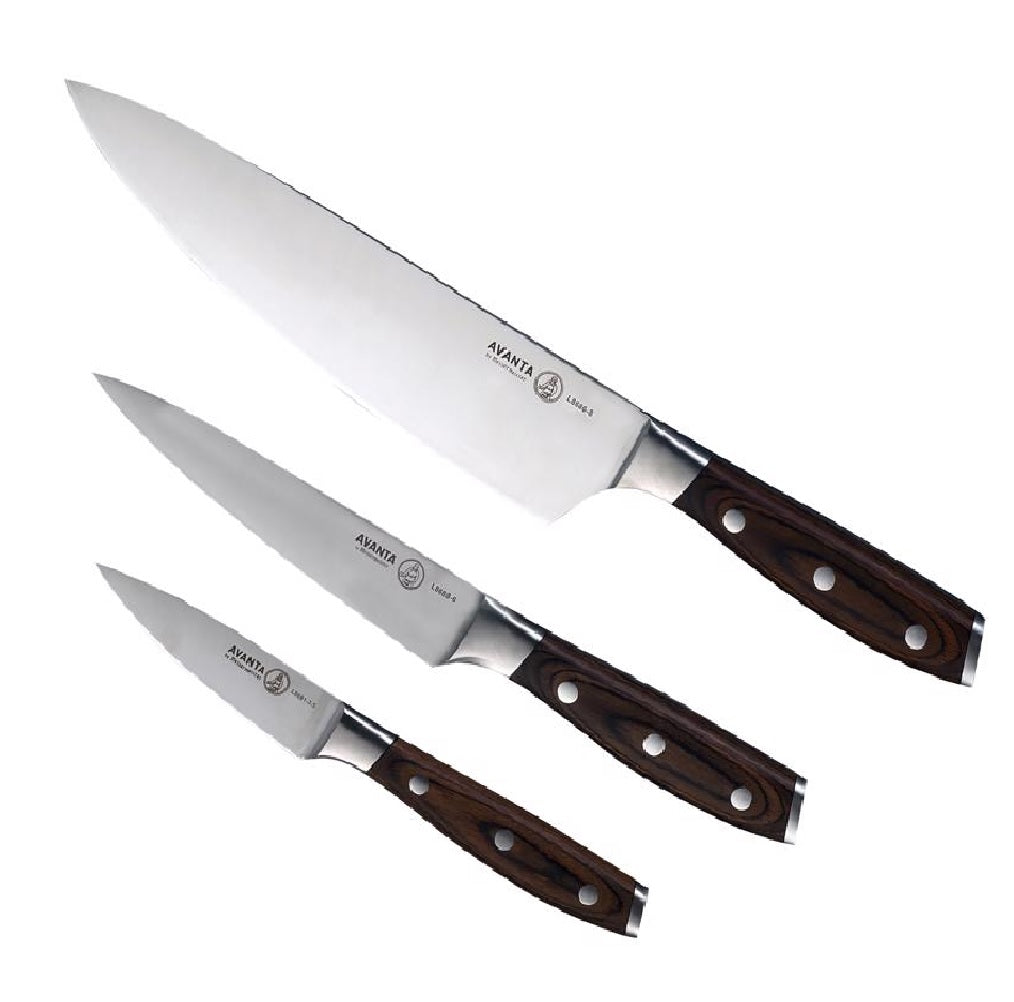 Messermeister L8000-3S Avanta Starter Knife Set, Brown/Silver