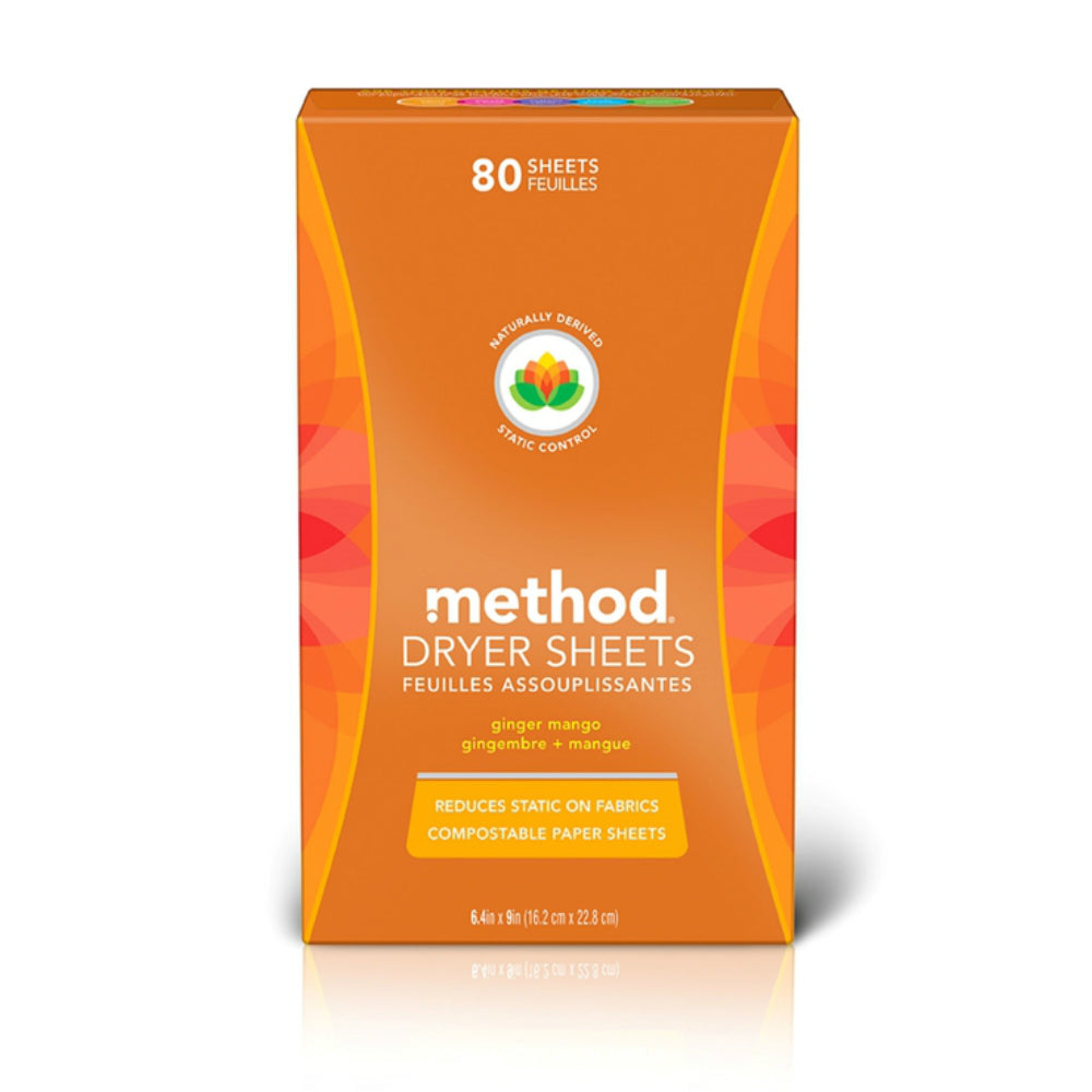 Method 16503 Dryer Sheets, Ginger Mango, Pack of 80