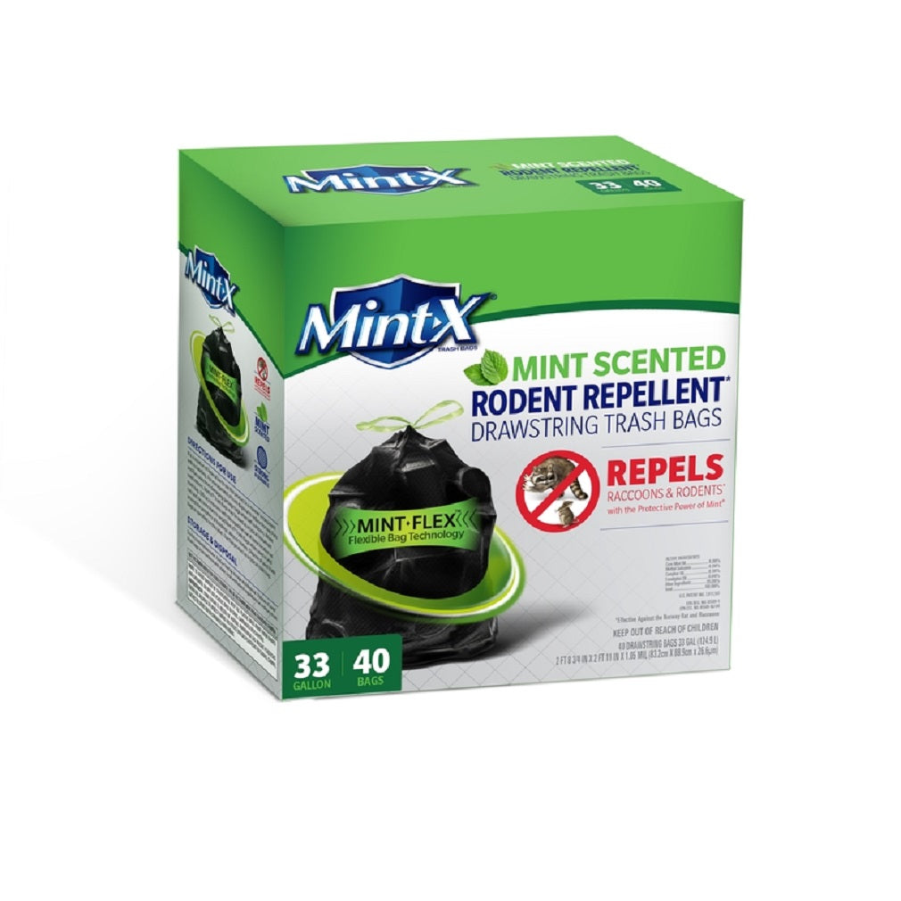 Mint-X MX3335B40F Trash Bags, Recycled Resin, Black