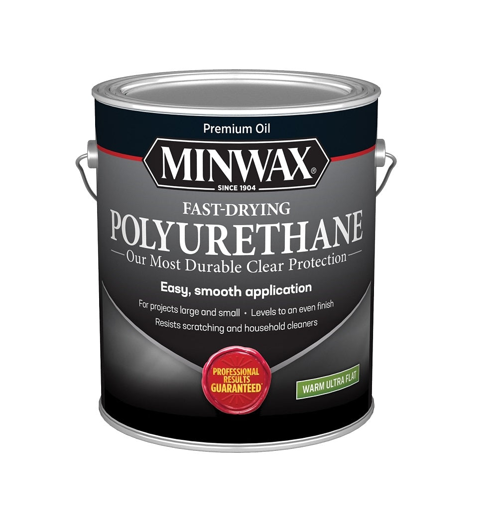 Minwax 319030000 Fast-Drying Polyurethane Wood Finish, Warm Ultra-Flat, 1 Gallon