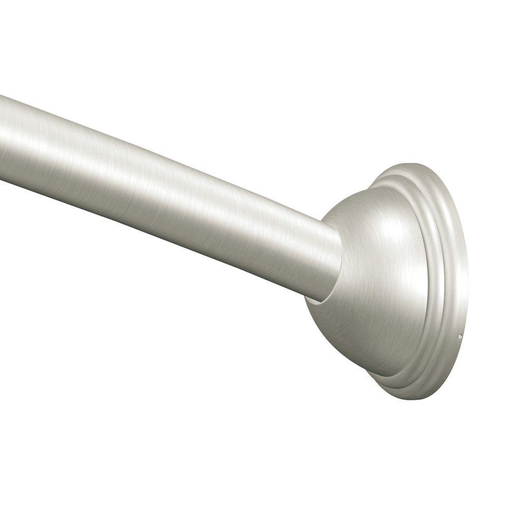 Moen CSR2165BN Curved Shower Rod with Pivoting Flanges, 5', Brushed Nickel