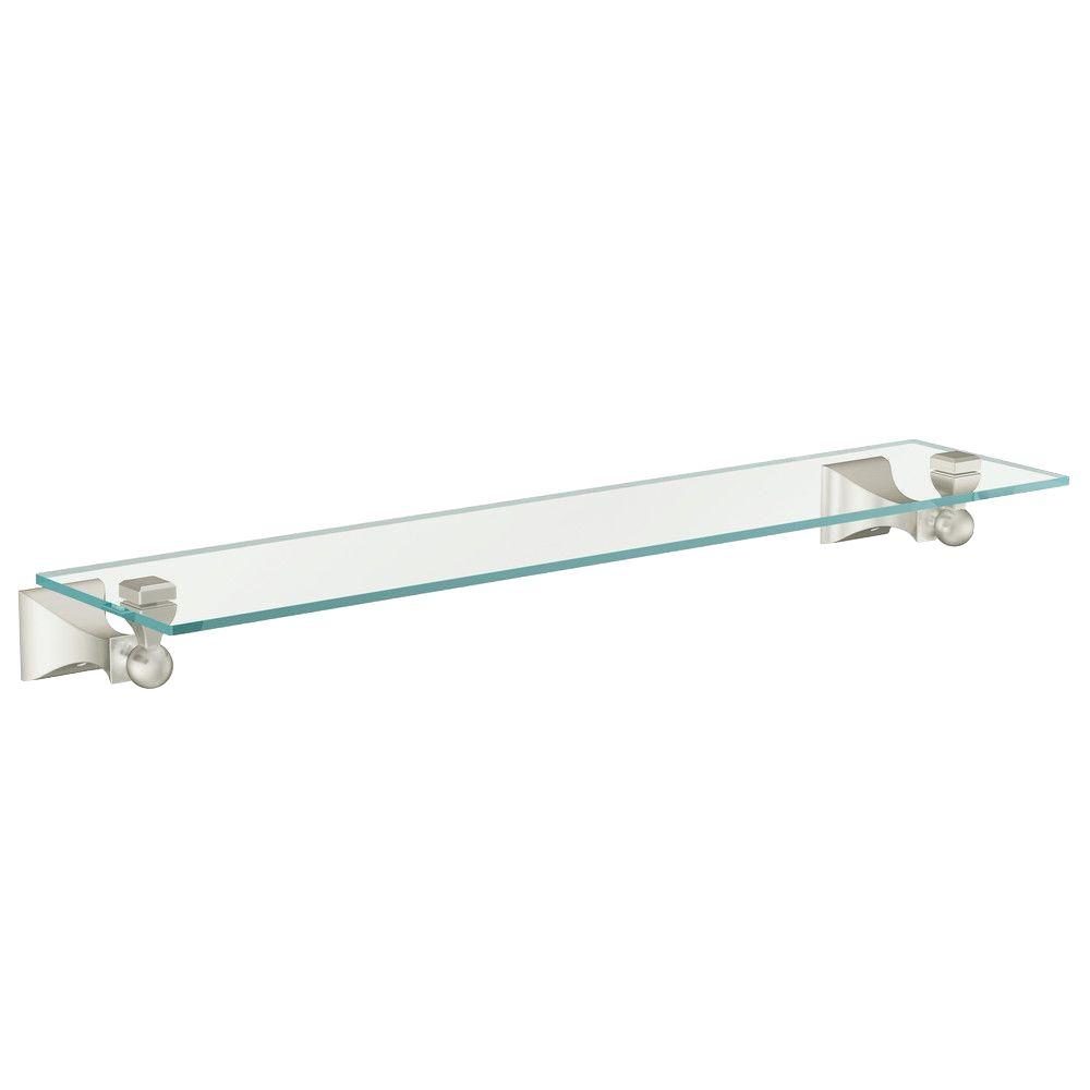 Moen DN8390BN Retreat Glass Vanity Shelf, 22", Brushed Nickel
