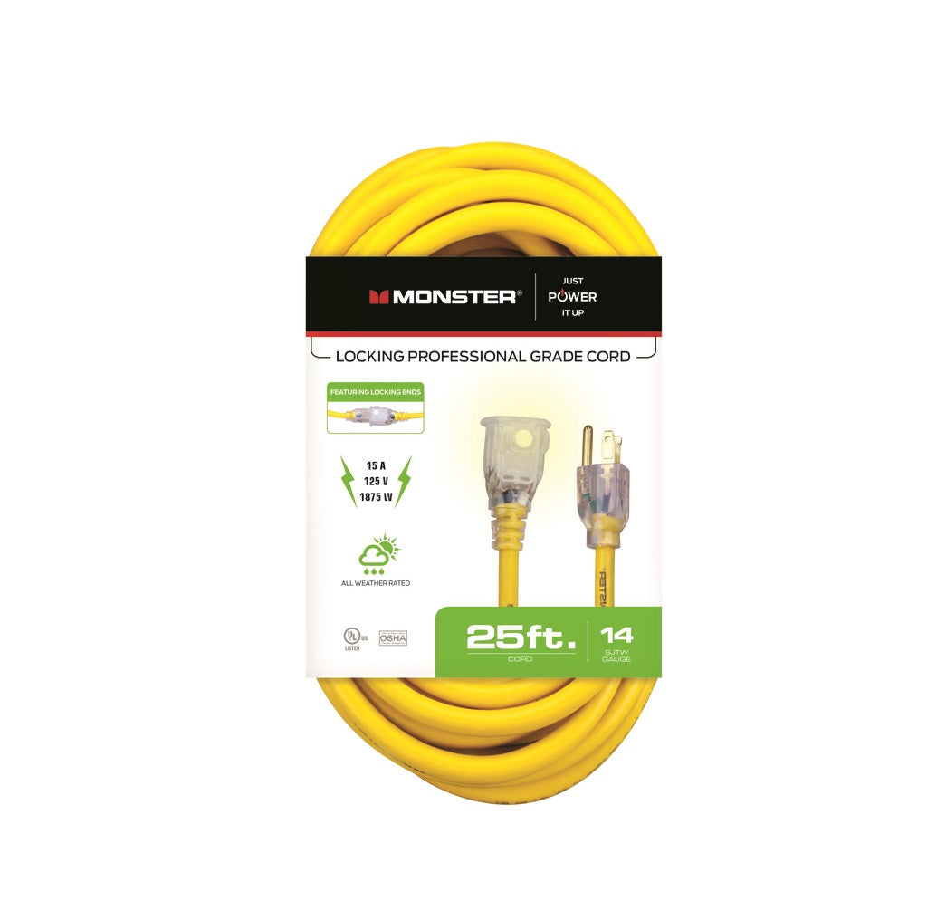 Monster 1500 Extension Cord, Yellow, 25 ft