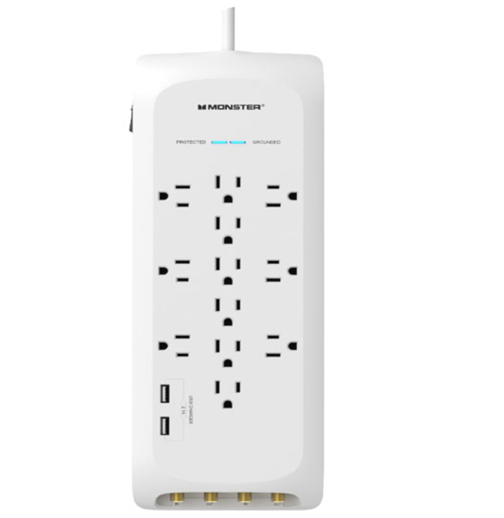 Monster 1813 Just Power It Up Power Strip With Surge Protection, White