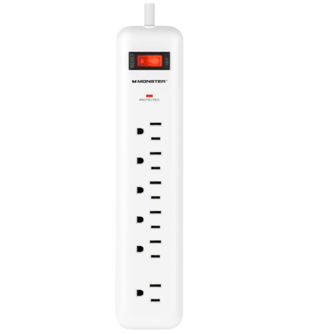 Monster 1800 Just Power It Up Power Strip With Surge Protection, White