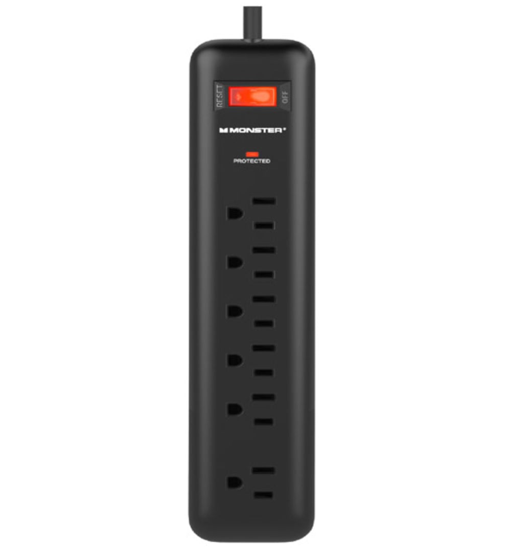 Monster 1801 Just Power It Up Power Strip With Surge Protection, Black