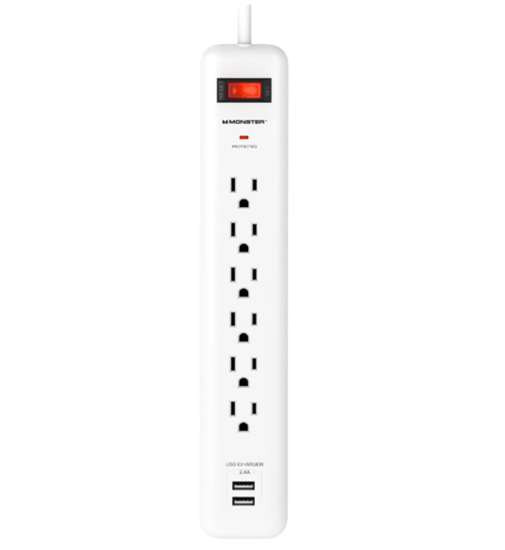 Monster 1804 Just Power It Up Power Strip With Surge Protection, White