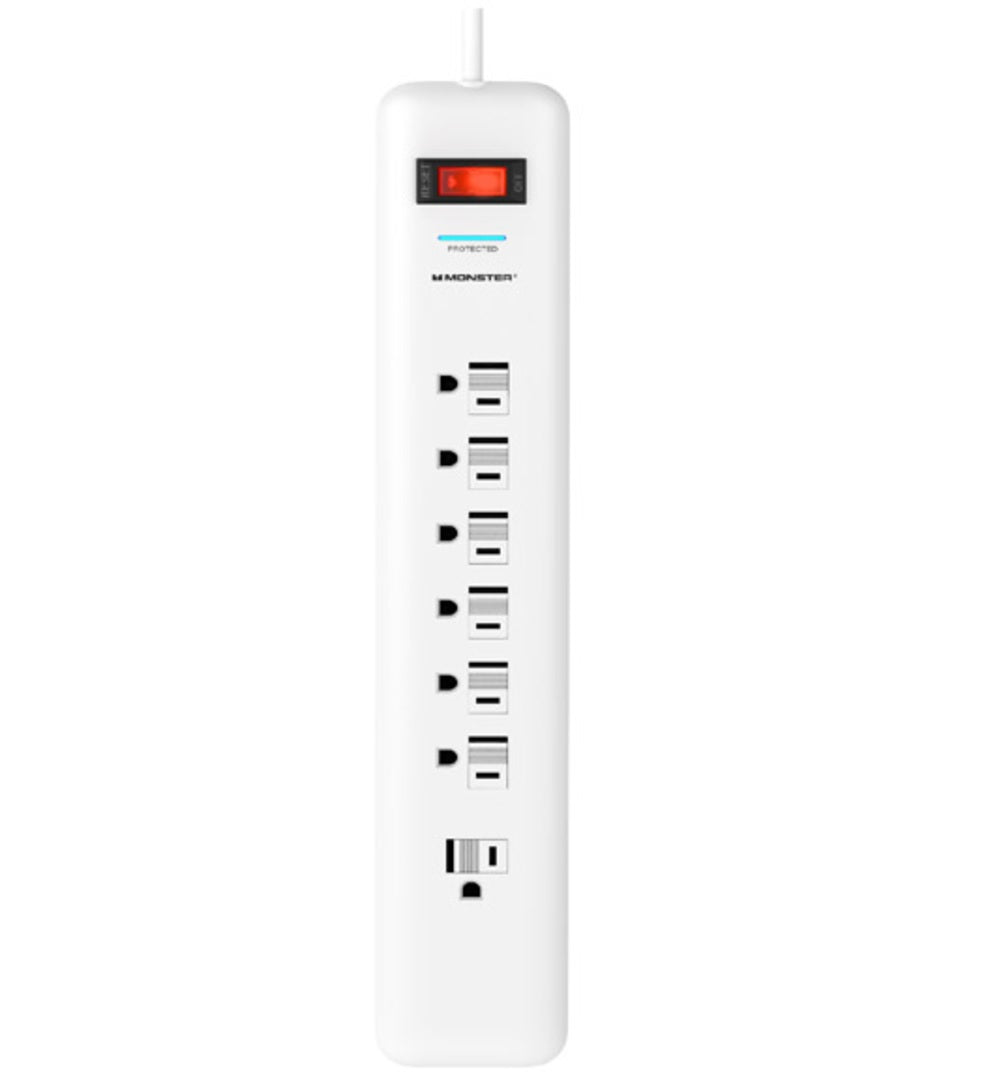 Monster 1805 Just Power It Up Power Strip With Surge Protection, White