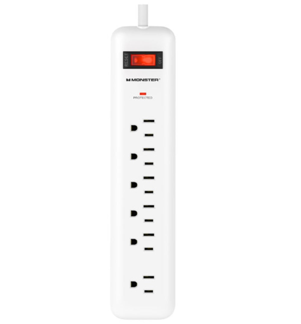 Monster 1807 Just Power It Up Power Strip With Surge Protection, White