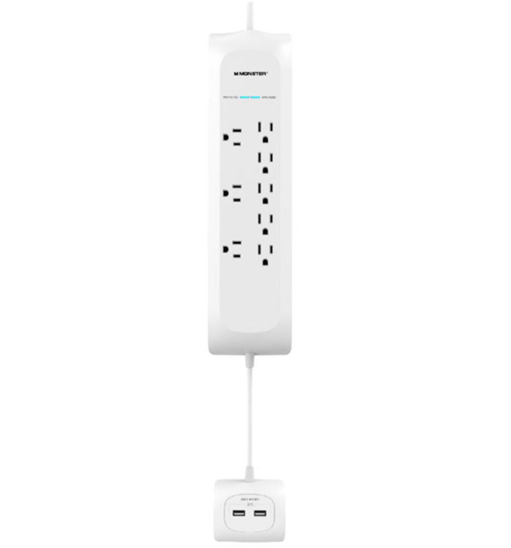 Monster 1810 Just Power It Up Power Strip With Surge Protection, White
