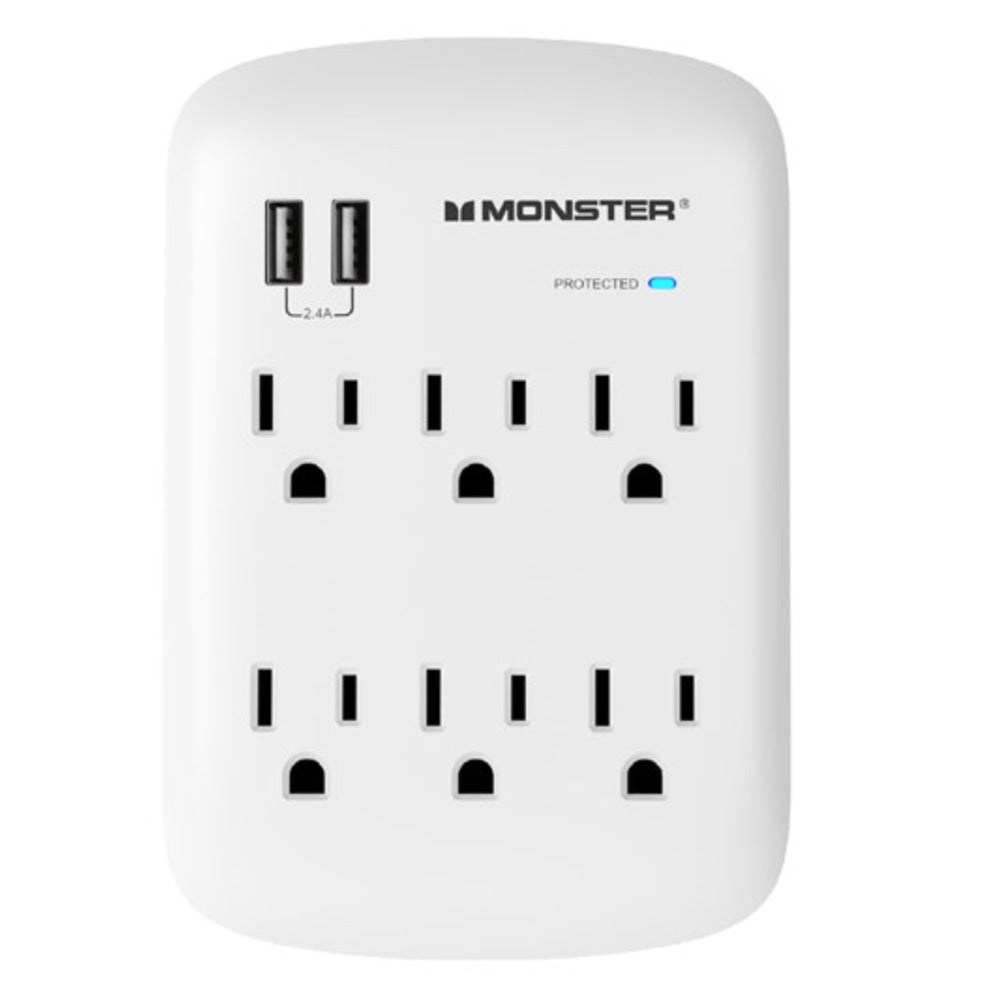 Monster 1604 Just Power It Up Surge Protector Wall Tap, 1875 Watts, 125 Volts