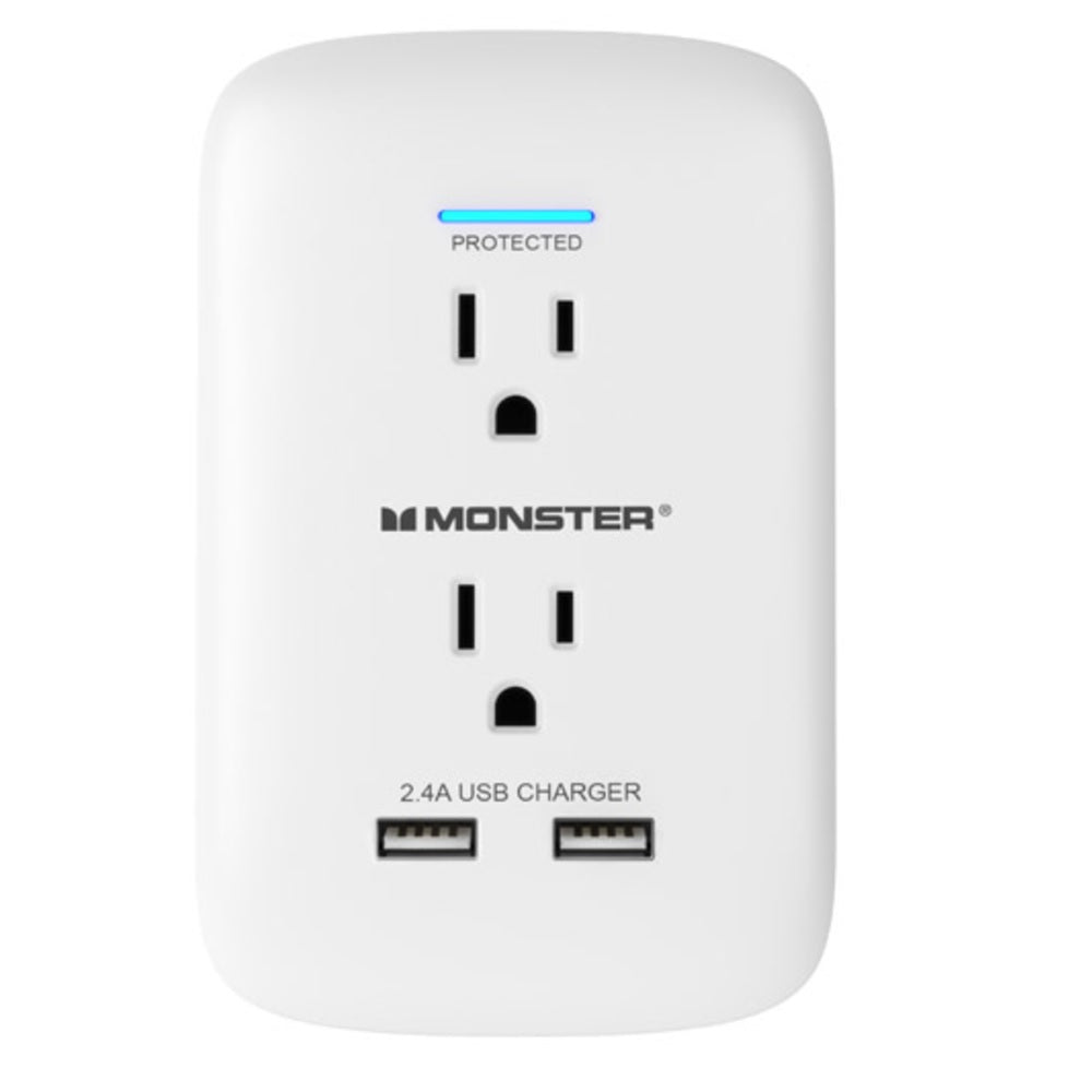Monster 1603 Just Power It Up Surge Protector Wall Tap, White