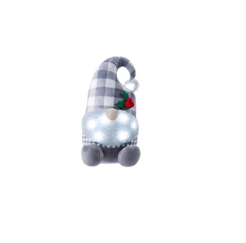 Morgan Fashions M677144 Greg The Gnome LED Halloween Door Stopper, Gray/White