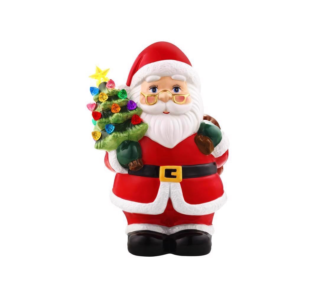Mr. Christmas 10892AC LED Santa Claus with Tree Table Decor, Porcelain