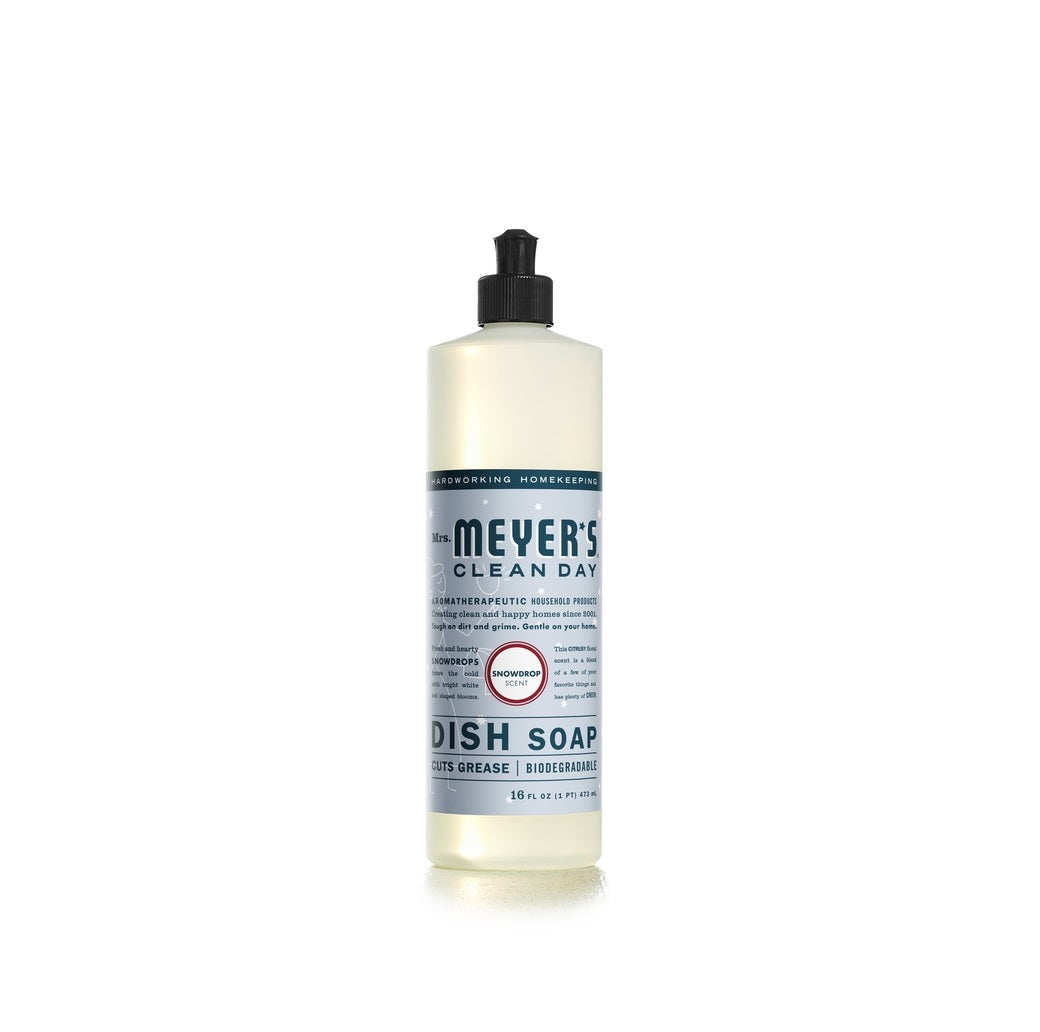 Mrs. Meyers Clean Day 11364 Liquid Dish Soap, Snowdrop Scent, 16 Oz