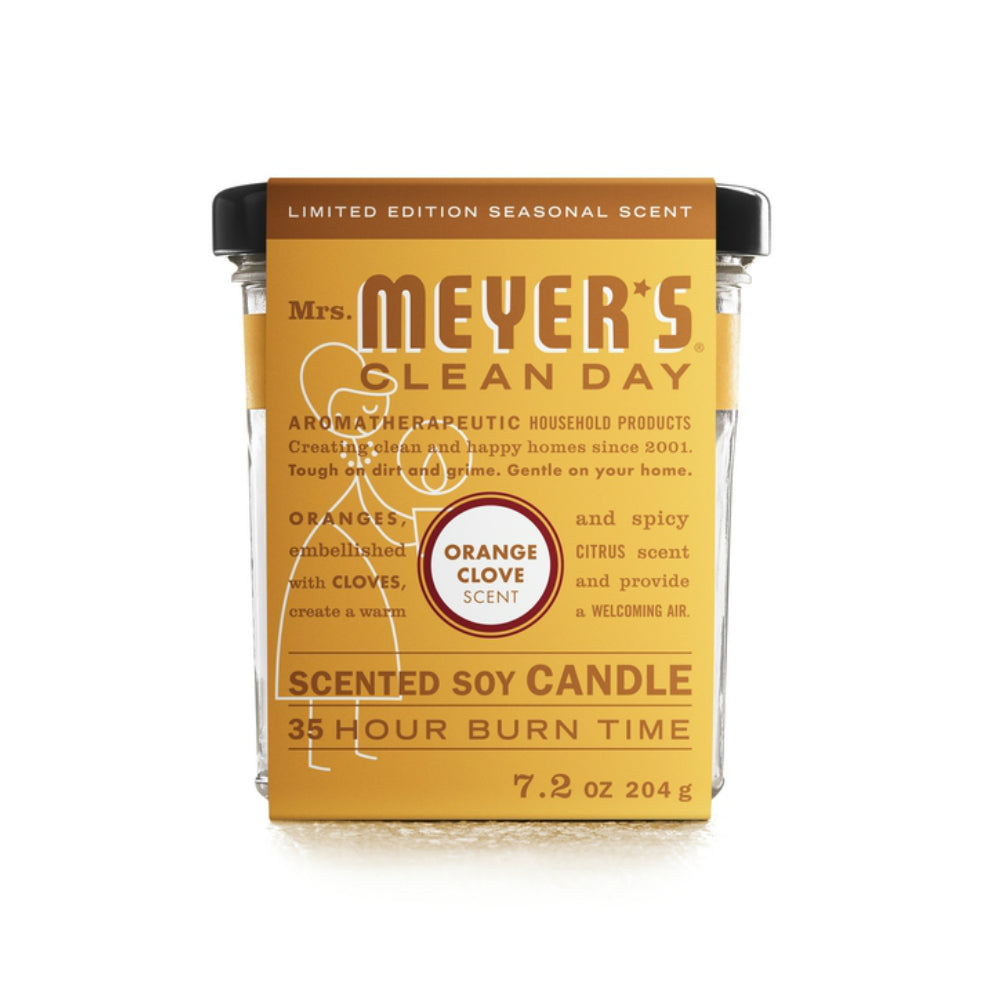Mrs. Meyer's Clean Day 11373 Soy Air Freshener Candle, Orange Clove, 7.2 oz
