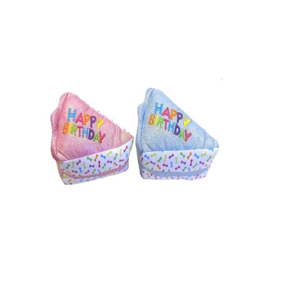 Multipet 48708 Birthday Cake Slice Dog Toy, Assorted Color