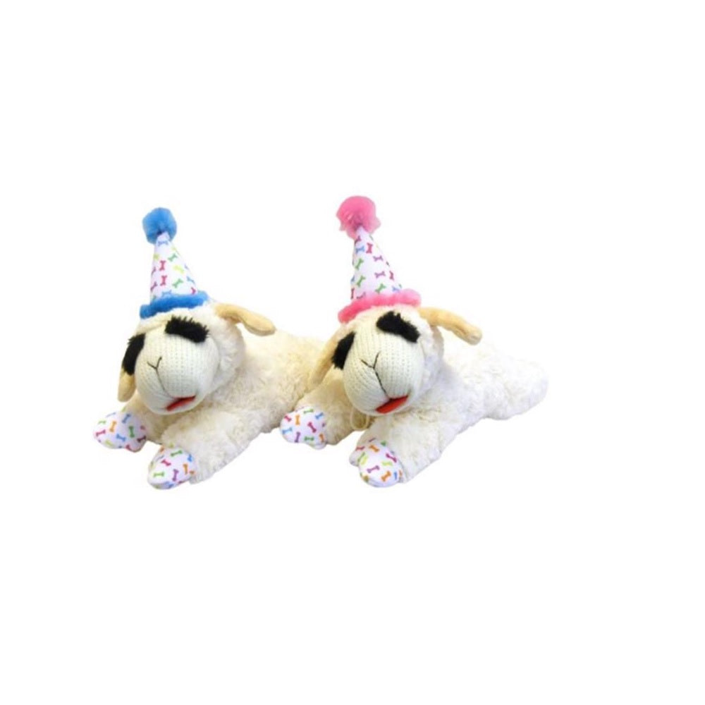 Multipet 48706 Lamb Chop With Birthday Hat Dog Toy, Polyester