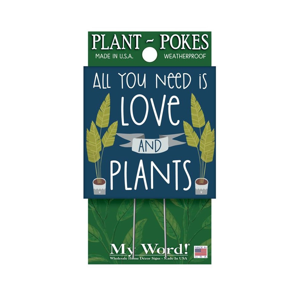 My Word 77819 All You Need Is Love and Plants Plant Pokes, Multicolored