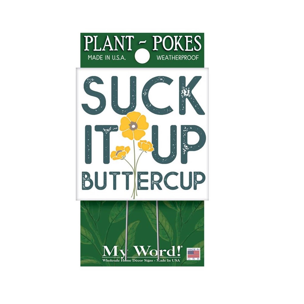 My Word 77817 Suck It Up Buttercup Plant Pokes, Multicolored
