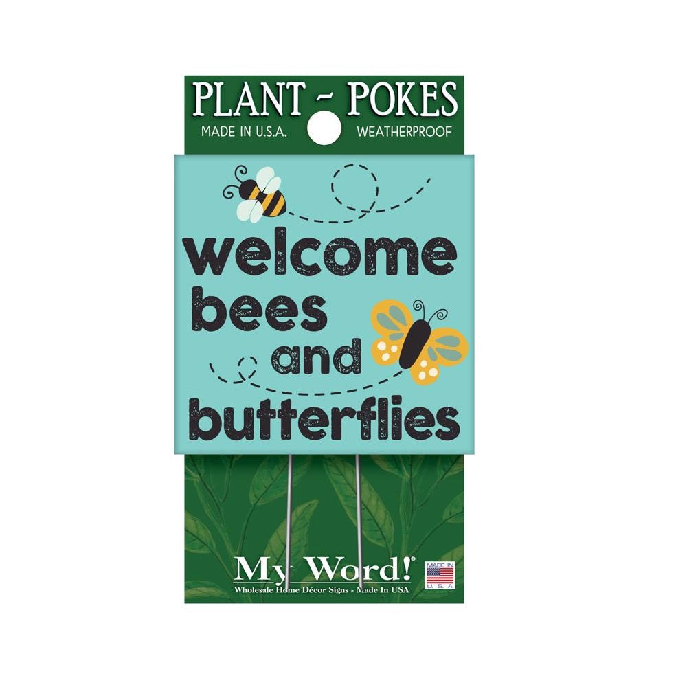 My Word 77821 Welcome Bees And Butterflies Plant Pokes, Multicolored