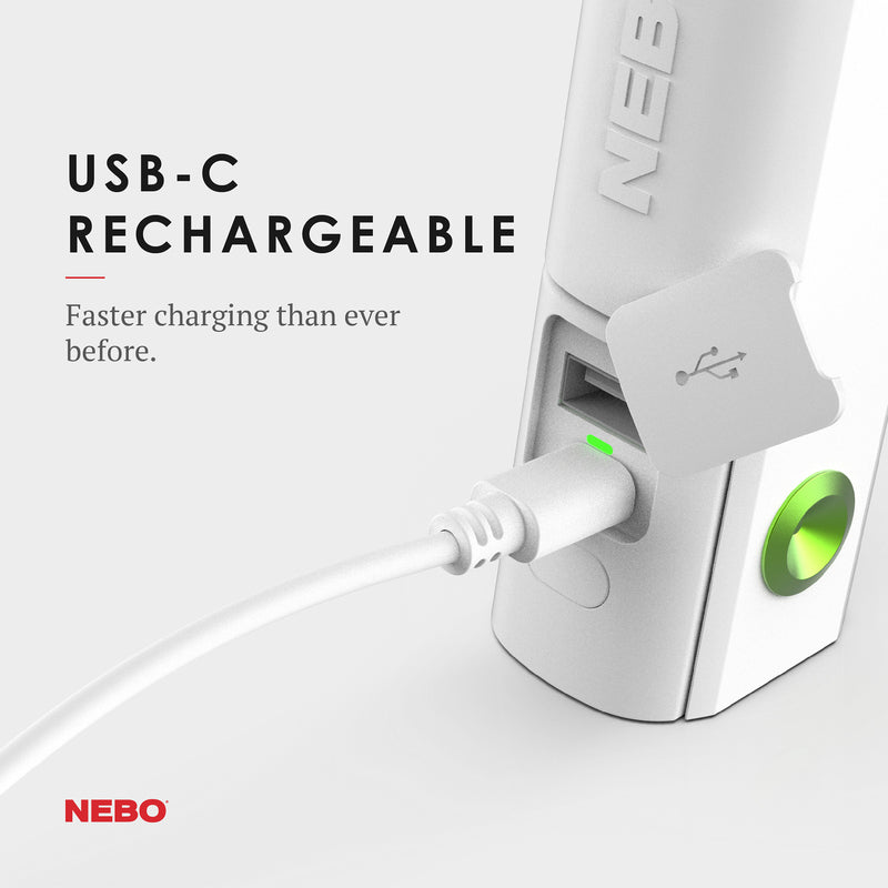 NEBO NEB-WLT-0027 PAL-360 LED Flashlight Power Bank, White, 150 lumens