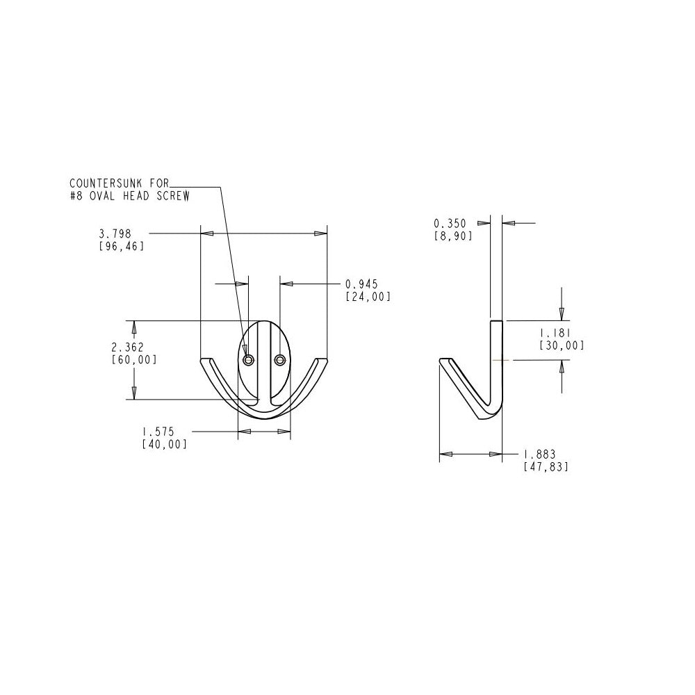 National Hardware N807-006 Modern Double Robe Hook, Polished Brass