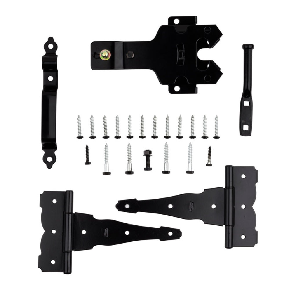 National Hardware N109-308 T-Hinge Gate Kit, Steel, Black, 16" L