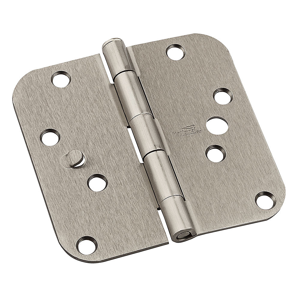 National Hardware N830-411 512R5/8 Door Hinges, Steel, Satin Nickel, 4"
