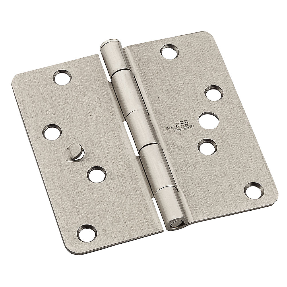 National Hardware N830-418 512RC Door Hinges, Steel, Satin Nickel, 4"