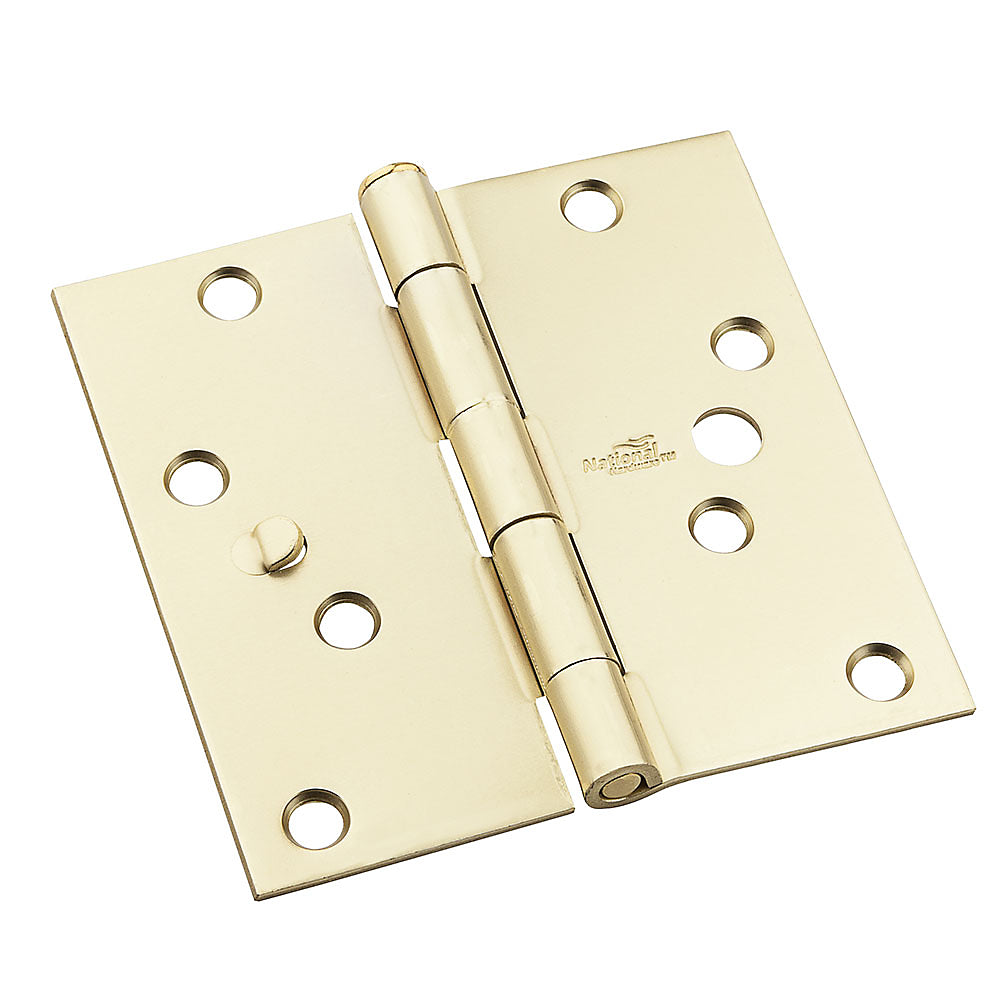 National Hardware N830-403 512 Door Hinges, Steel, Satin Brass, 4"