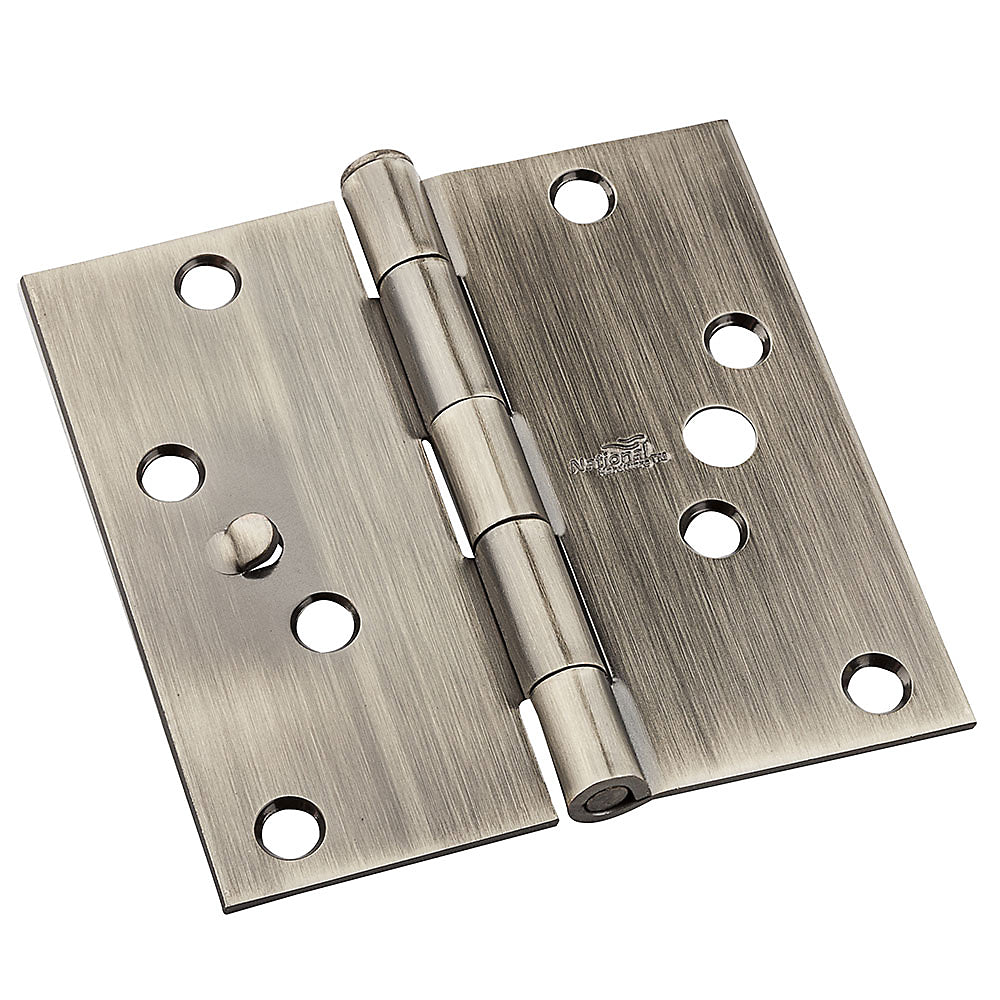 National Hardware N830-400 512 Door Hinges, Steel, Antique Brass, 4"