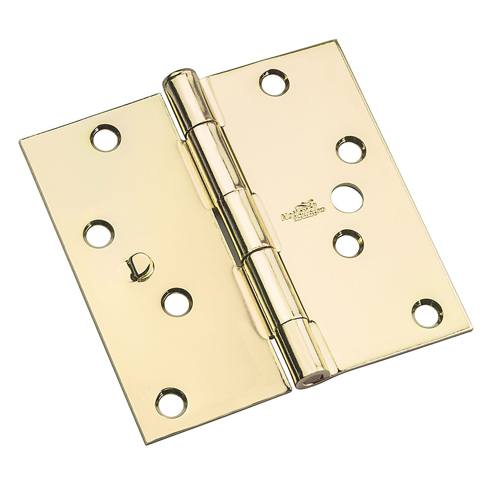 National Hardware N830-401 512 Door Hinges, Steel, Bright Brass, 4"