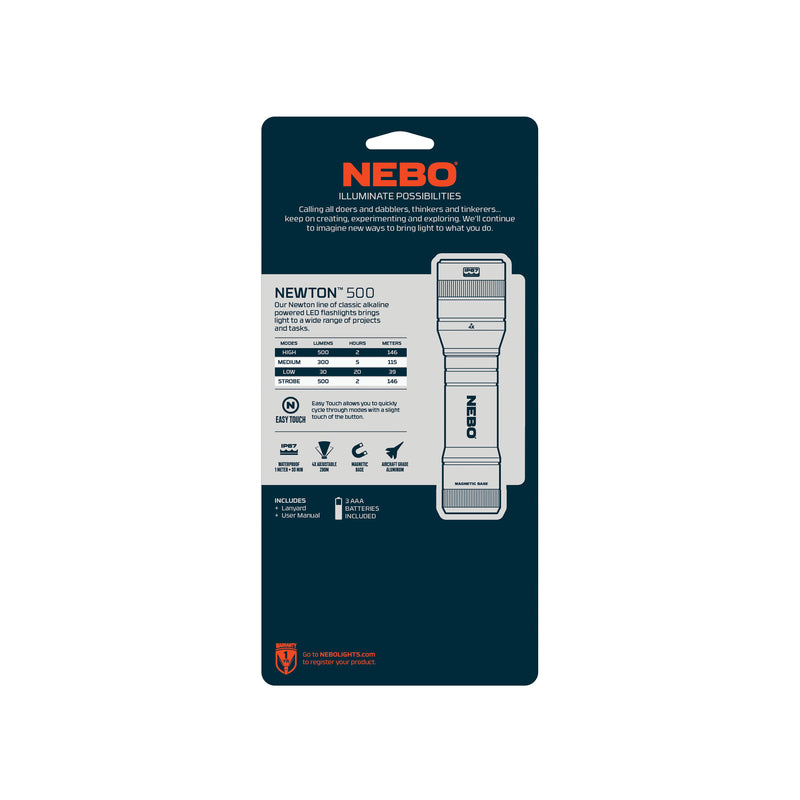 Nebo NEB-FLT-0014 Newton LED Flashlight, Black, 500 Lumens