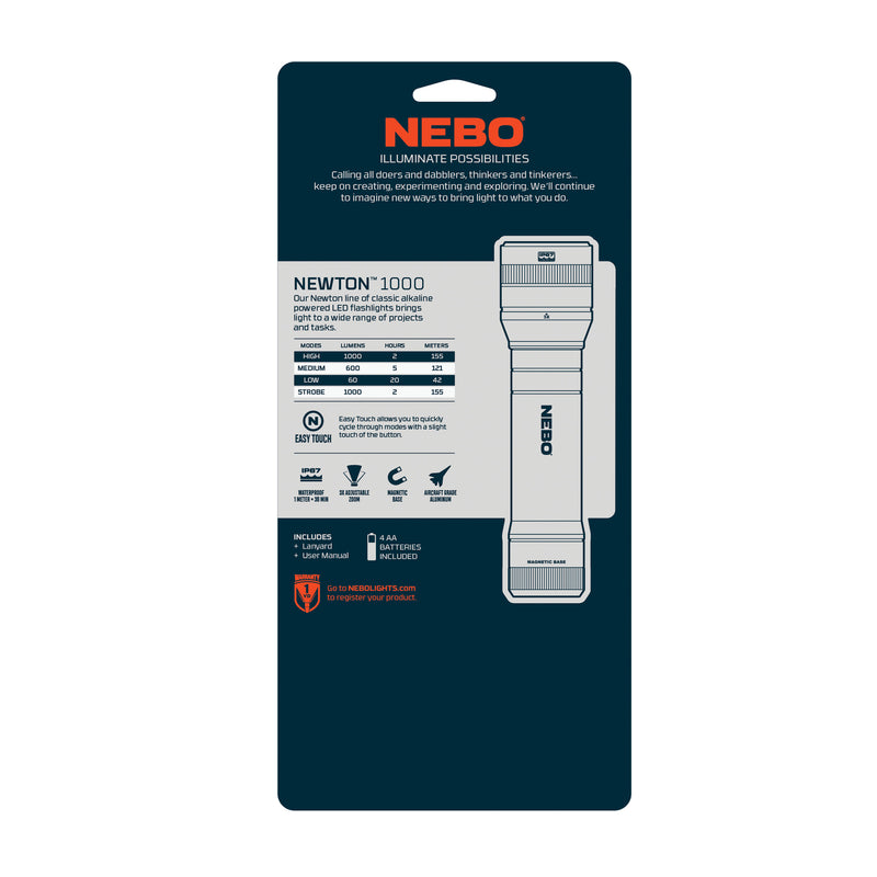 Nebo NEB-FLT-0016 Newton LED Flashlight, Black, 1000 Lumens