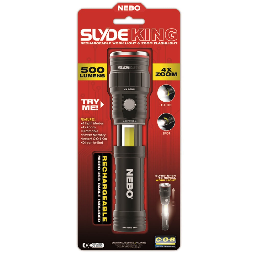 Nebo 6901 Slyde King LED Rechargeable Flashlight, Black