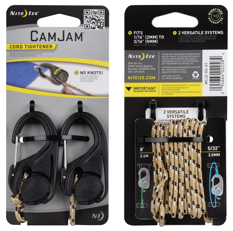 Nite Ize NCJ-25-2R3 Rope CamJam Cord Tightener, Black