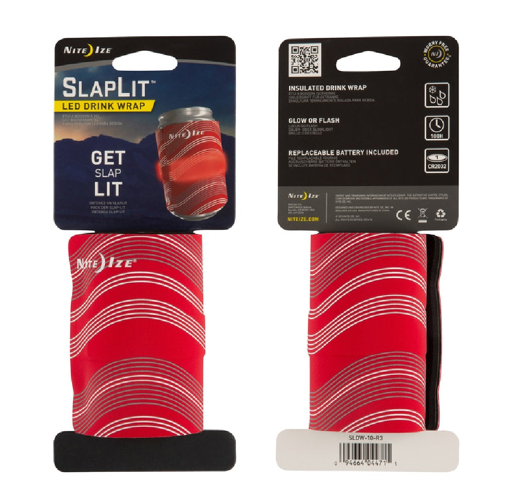 Nite Ize SLDW-10-R3 SLAPLIT LED Drink Wrap CR2032 Battery, Red