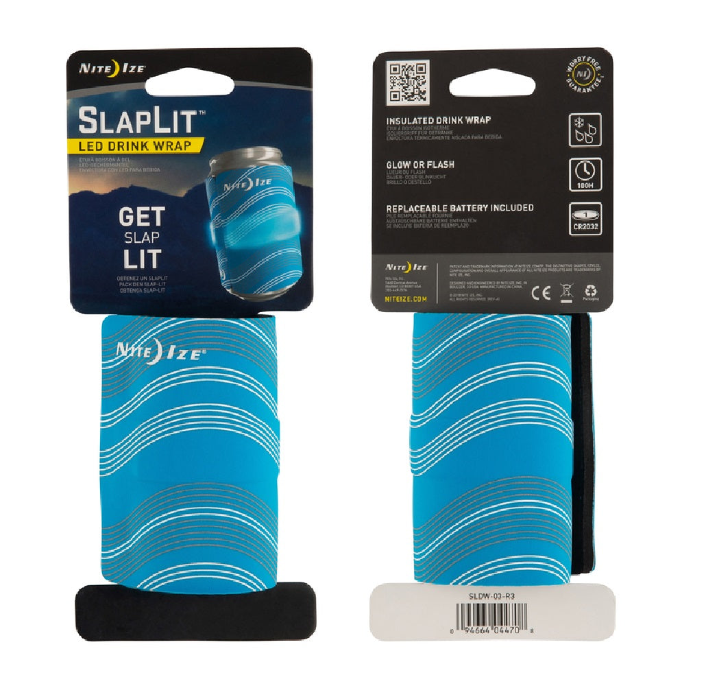 Nite Ize SLDW-03-R7 SLAPLIT LED Drink Wrap With CR2032 Battery, Blue