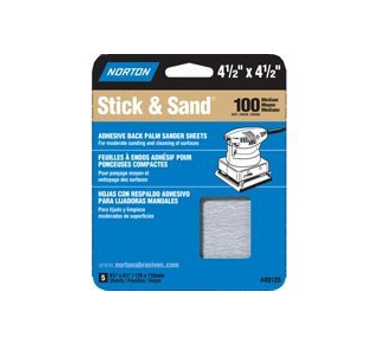 Norton 05452 Stick & Sand Sheet, 4.5" x 4.5"